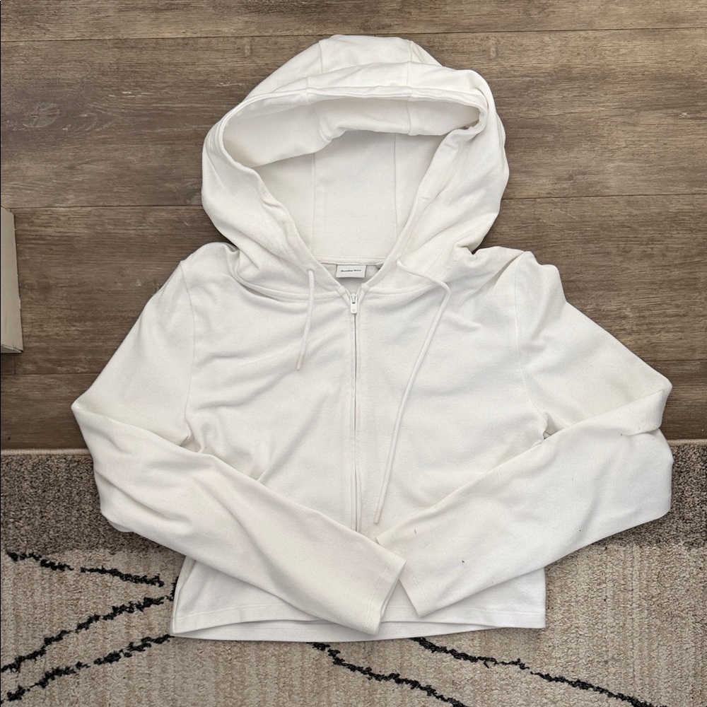 Sunday Best Cream Cropped Zip Hoodie